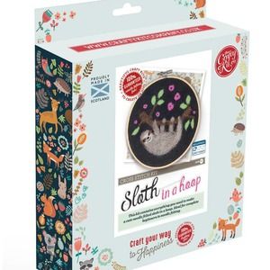 New Sloth in a Hoop Needle Felt Felting Craft Kit